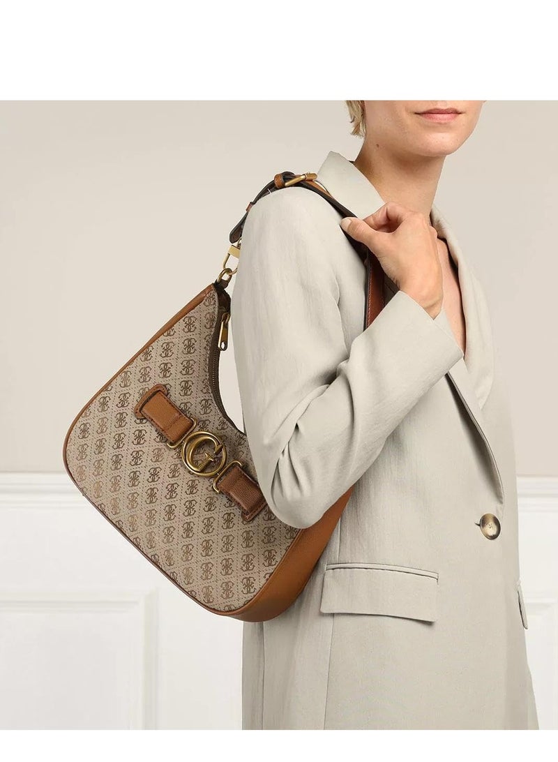 GUESS Fashion Women Aviana Logo-Jacquard and Faux Leather Bag Camera bag Brown - Image 2