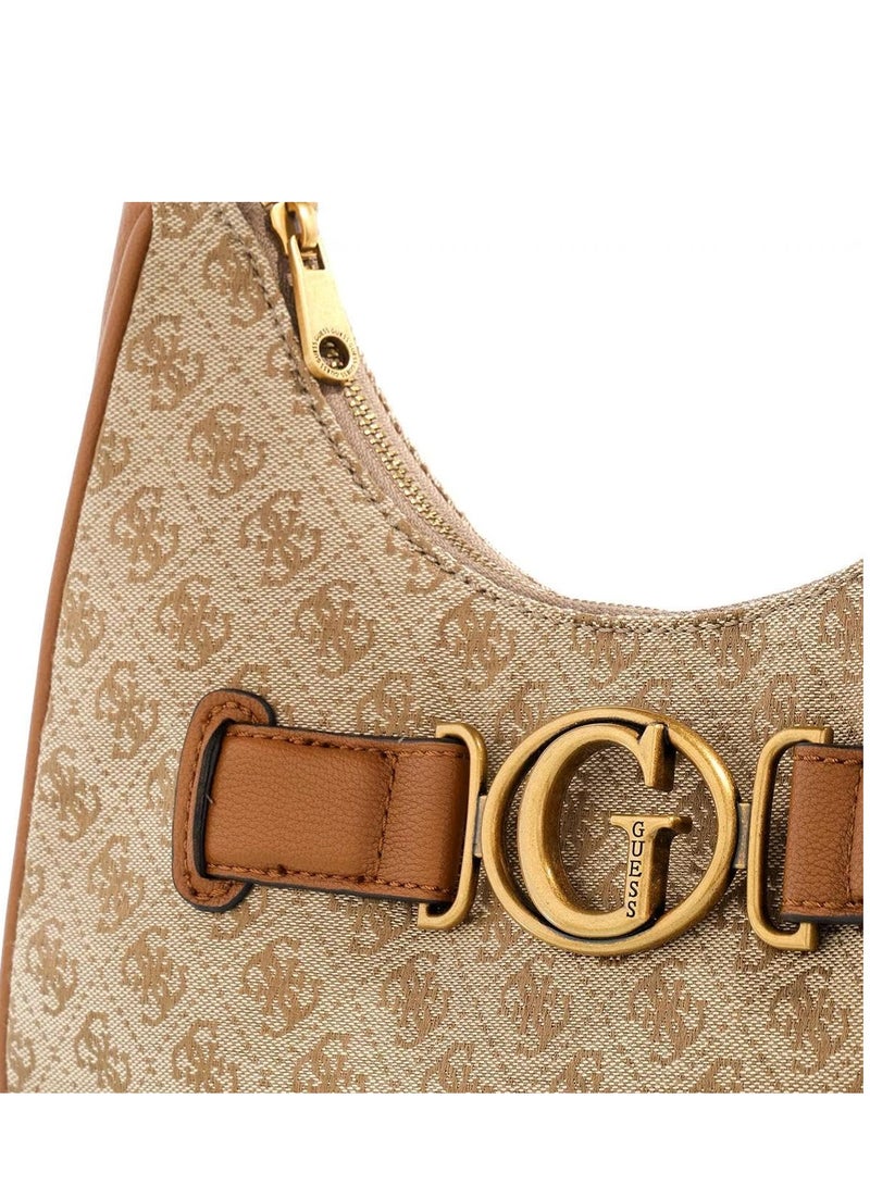 GUESS Fashion Women Aviana Logo-Jacquard and Faux Leather Bag Camera bag Brown - Image 4