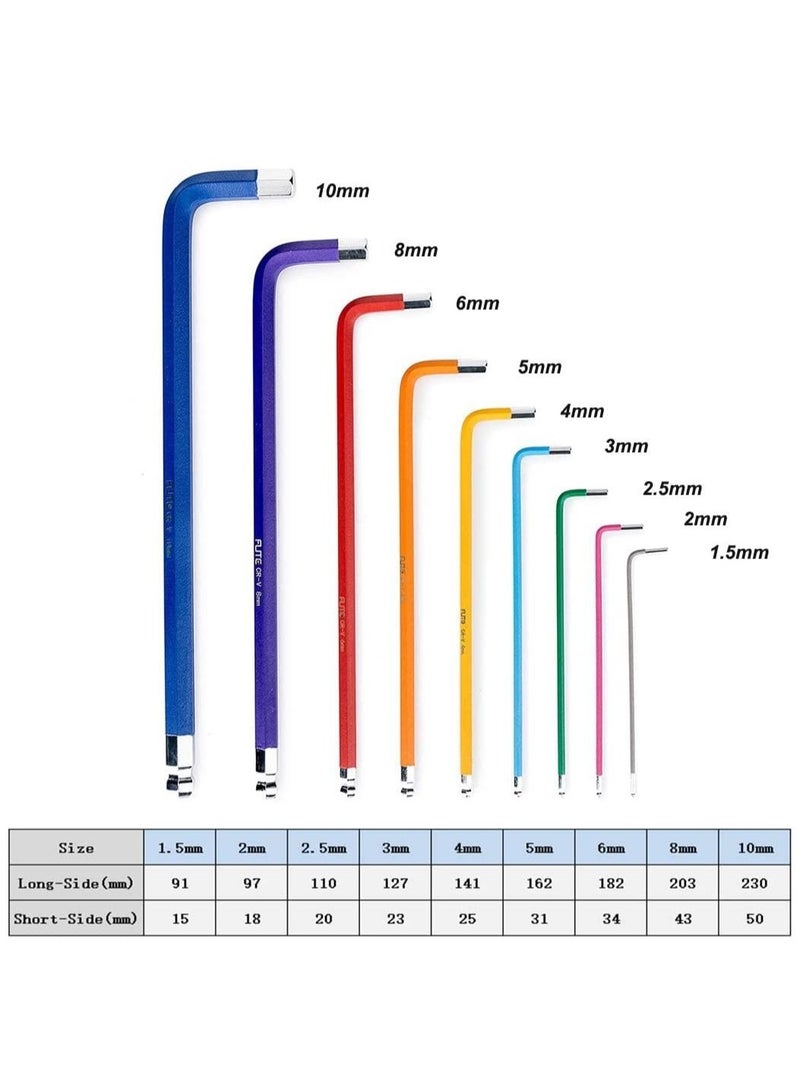 KASTWAVE Metric Long Arm Hexagon Wrench Tools Set with Ball End, Alloy Steel L-Keys Wrenches for Bike and Motorcycle Maintenance 9Pieces 1.5-10 mm - Image 3