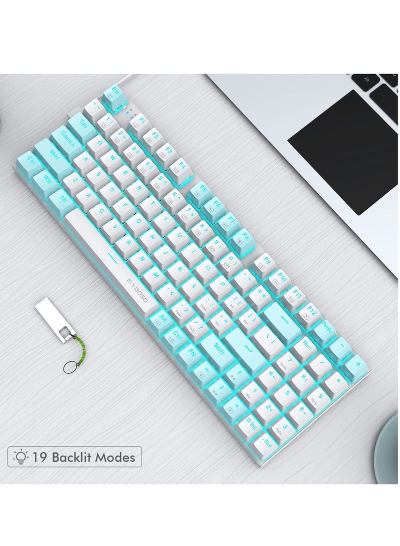 E-YOOSO Z-19 94key Blue Backlight Mechanical Gaming Keyboard White Blue Brown Switches - Image 5