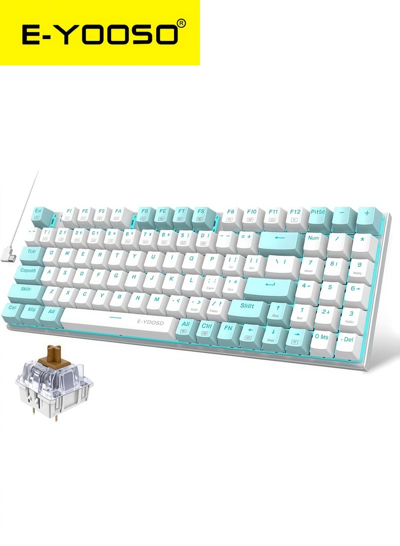 E-YOOSO Z-19 94key Blue Backlight Mechanical Gaming Keyboard White Blue Brown Switches - Image 1