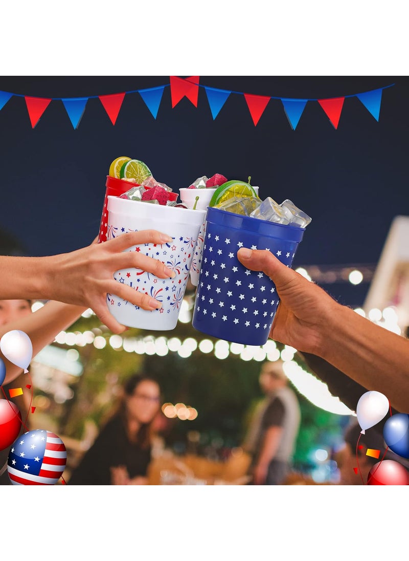 Nuenen Nuenen 36 Pcs 16 oz 4th of July Patriotic Plastic Cups Independence Day Plastic Tumblers Cups Plastic Stadium Cups American Stars Firework for 4th of July Labor Day Memorial Day Party Supplies  - Image 4