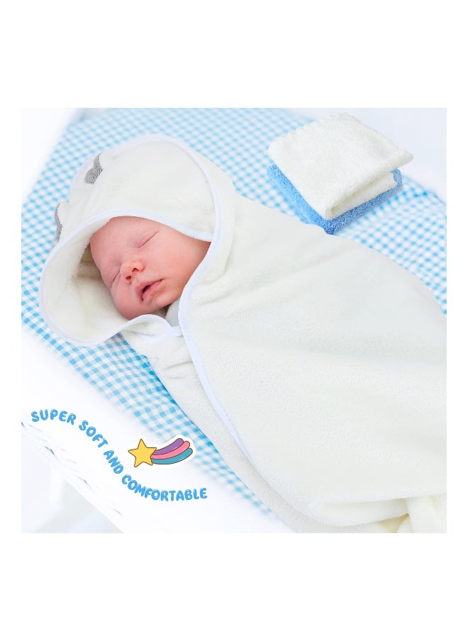 Generic 3PCS HoodedA Towel Set for Newborn Boys and Girls, Soft Terry Baby Hooded Bath Wrap Baby Bathing Towel and Washcloths Kit Baby Hooded Bath Wrap Set for Baby Supplies (Elephant, Bear, Deer)  - Image 4