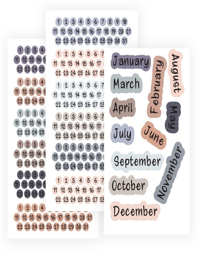 CDXHOME Date Dots 12 Months, Small Number Stickers,3PACK Months Stickers for Planners, Morandi Color System - Perfect for Planners and Journals - Image 1