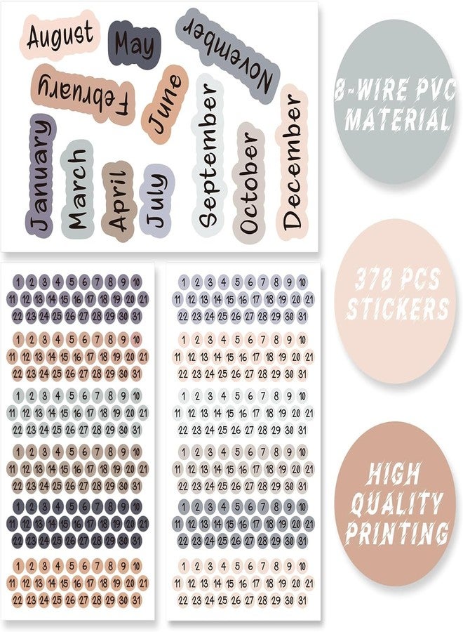 CDXHOME Date Dots 12 Months, Small Number Stickers,3PACK Months Stickers for Planners, Morandi Color System - Perfect for Planners and Journals - Image 3