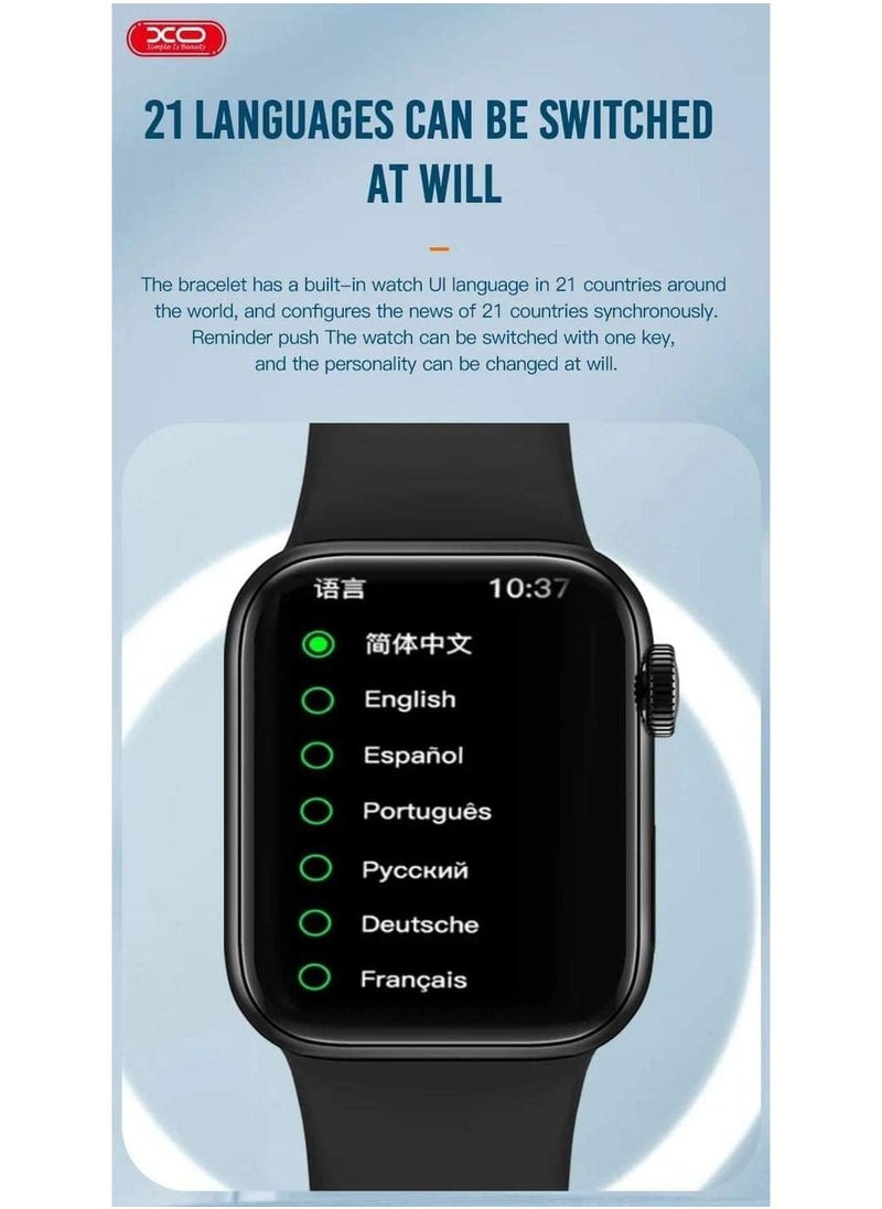 XO - XO W7 PRO SMARTWATCH, BUILT-IN SMART G Sensor,HEART RATE SENSOR IP67 WATERPROOF COMPATIBLE WITH Android & IOS (Black) - Image 1