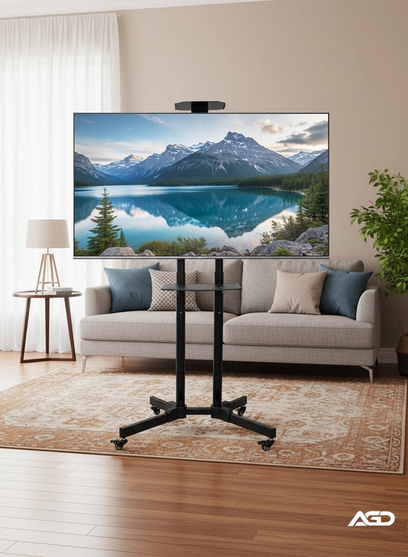 إيه جي دي ستاند تلفزيون احترافي قابل للتعديل، من 32 حتى 70 بوصة، مع حامل موبايل، للاجتماعات والمؤتمرات والمعارض - Image 3