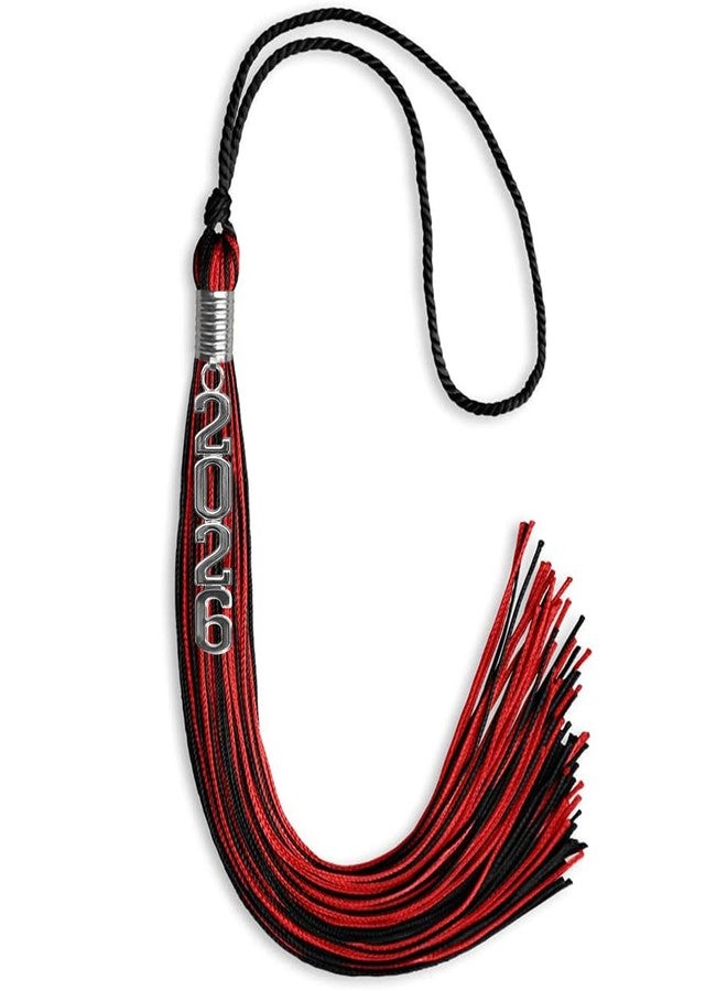 Endea Graduation Mixed Double Color Tassel with Silver Stacked Date Drop (Black/Red, 2026) - Image 1