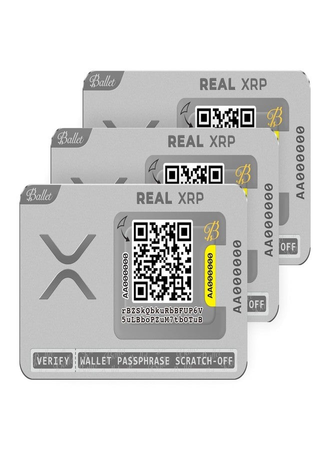 باليه مجموعة بطاقات تخزين بارد لعملة XRP من Ballet Real (3 بطاقات) - محفظة أجهزة غير متصلة بالإنترنت للحفظ الذاتي، لا تتطلب عبارة استعادة، ولا رقم تعريف شخصي أو كلمة مرور، ولا تحتوي على مكونات إلكترونية، مصنوعة من الفولاذ المقاوم للصدأ - Image 1