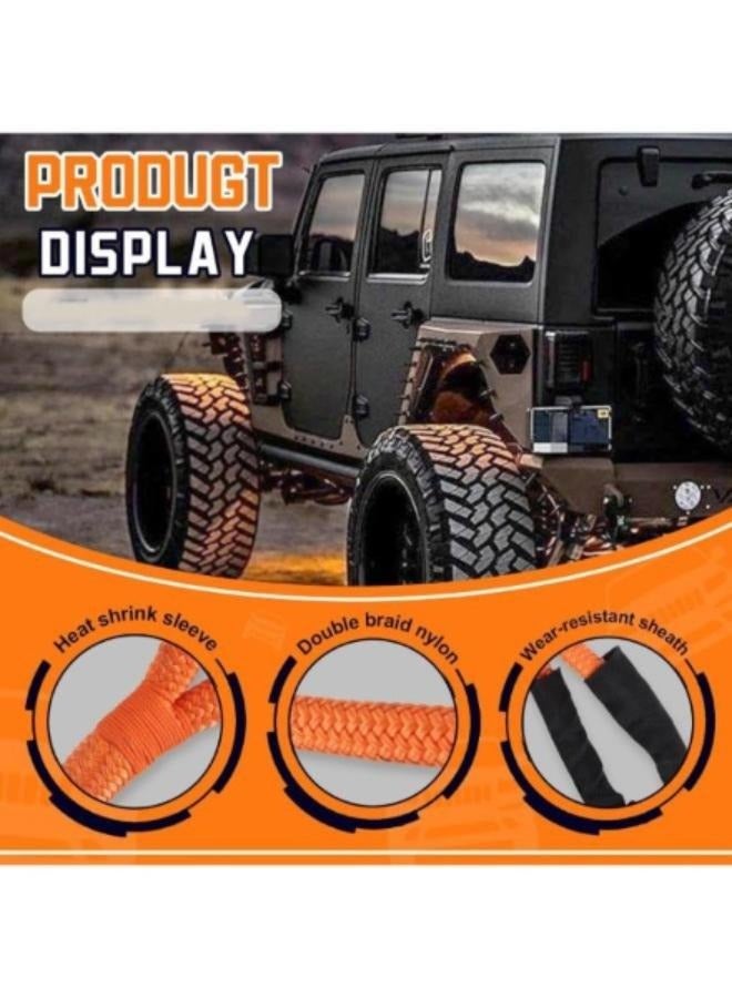 جويبا حبل سحب للانتعاش الحركي مع حقيبة حمل، حزام سحب للطرق الوعرة عالي التحمل لـ UTV، ATV، الشاحنة، السيارة، الجيب، الجرار، ملحقات الطرق الوعرة الحجم: 20T القطر: 25 مم طول 9 متر - Image 3