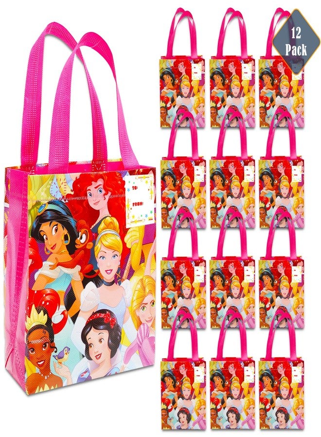 Disney Princess Party Favor Bag Set - 12 Pack of 8" Princess Party Goodie Bags for Kids Bulk Reusable Mini Totes | Disney Birthday Party Supplies