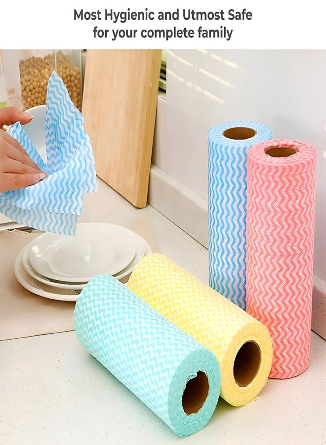 DOMICA Reusable Cleaning Wipe, Household &Kitchen Towels,Disposable Cleaning Cloth, Dish Cloth Dish Towels Dish Rags Reusable Kitchen Paper Towels, Wash Towels, Pack of 2 Rolls of Approx 80 Sheets - Image 5