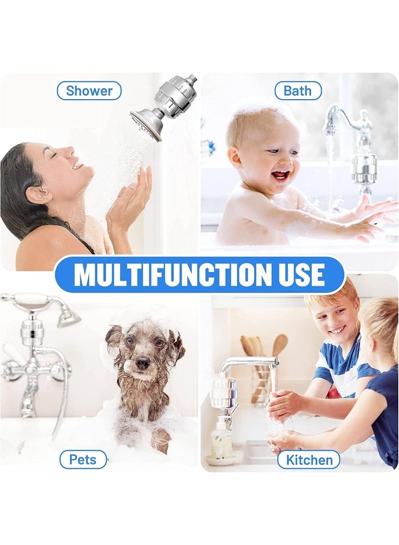 Shower Filter 20 Stage Showerhead Filter for Hard Water Shower Water Filter with 2 Replaceable Filter Cartridges for Removing Chlorine Fluoride, Polished Chrome - Image 3