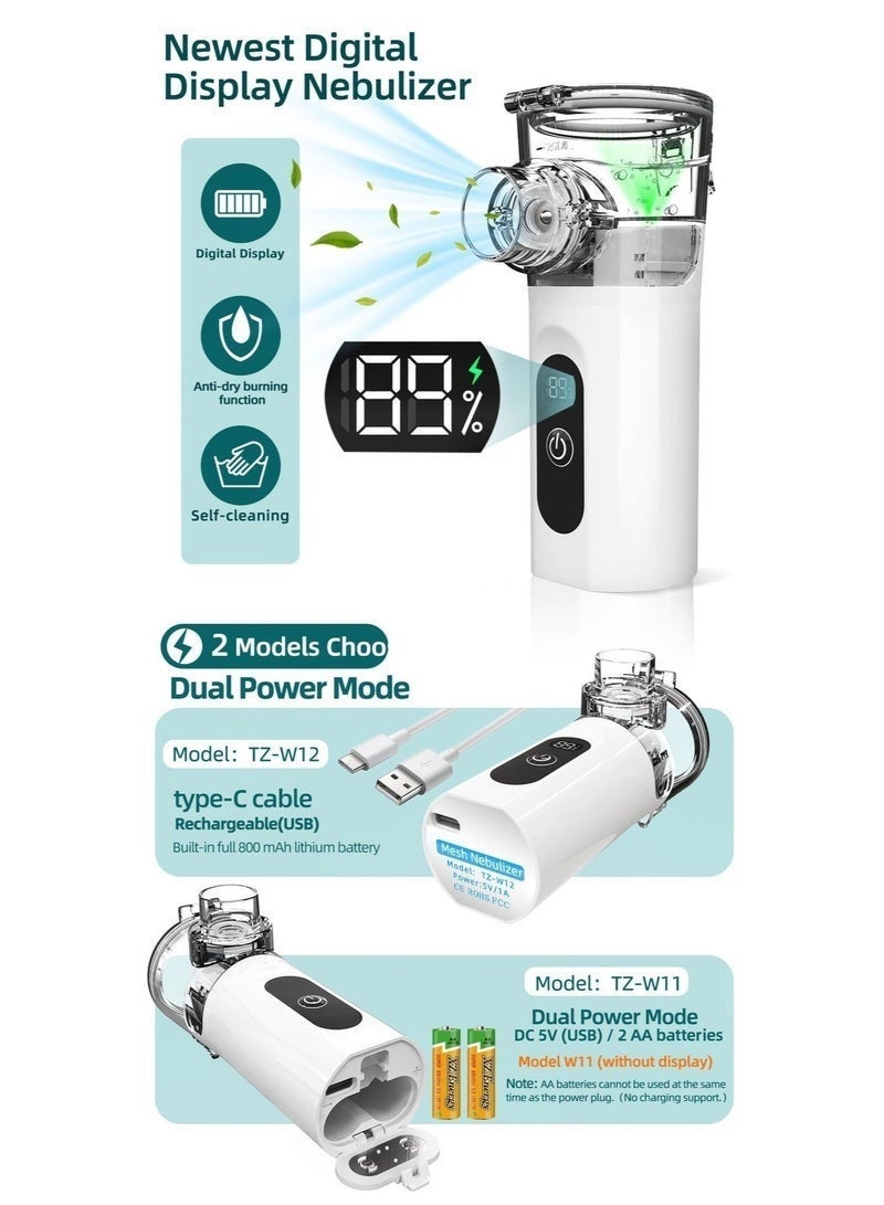 SahlTech Smart Portable Mesh Nebulizer for Adults & Kids with Digital Display, Quiet Rechargeable Handheld Atomizer, Auto Cleaning Fine Mist Inhaler for Home, Office & Travel - Image 5