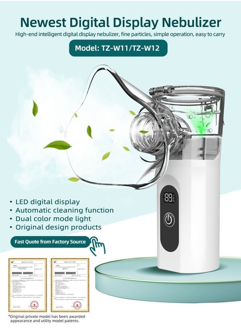 SahlTech Smart Portable Mesh Nebulizer for Adults & Kids with Digital Display, Quiet Rechargeable Handheld Atomizer, Auto Cleaning Fine Mist Inhaler for Home, Office & Travel - Image 3