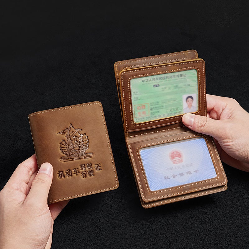 King'S Paul Card Bag Card Set Men'S Leather Driver'S License Driving License Baotou Layer Cowhide 7 Card Resistance - Image 2