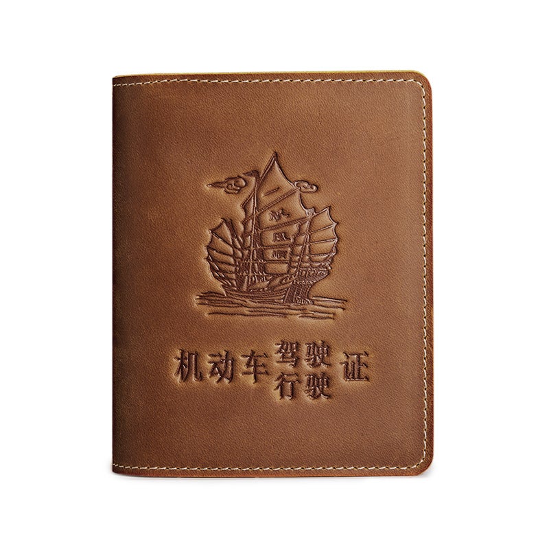 King'S Paul Card Bag Card Set Men'S Leather Driver'S License Driving License Baotou Layer Cowhide 7 Card Resistance - Image 1