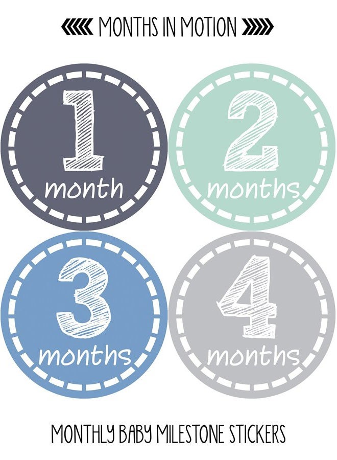 Months In Motion Baby Stickers | 12 ly Milestone Stickers for Baby Boy (115) - Image 2