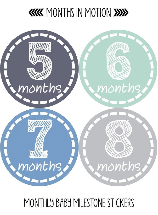 Months In Motion Baby Stickers | 12 ly Milestone Stickers for Baby Boy (115) - Image 3