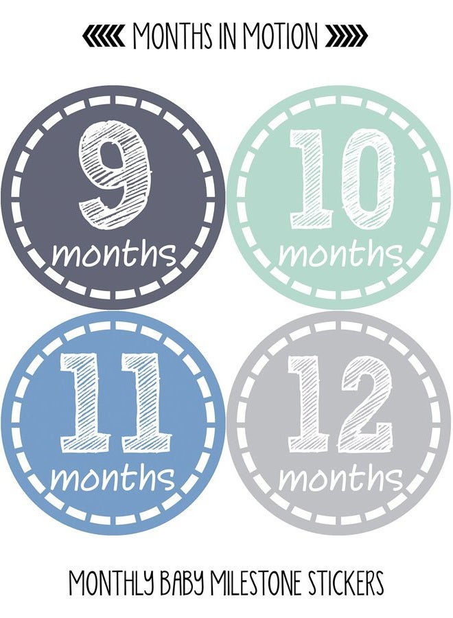 Months In Motion Baby Stickers | 12 ly Milestone Stickers for Baby Boy (115) - Image 4