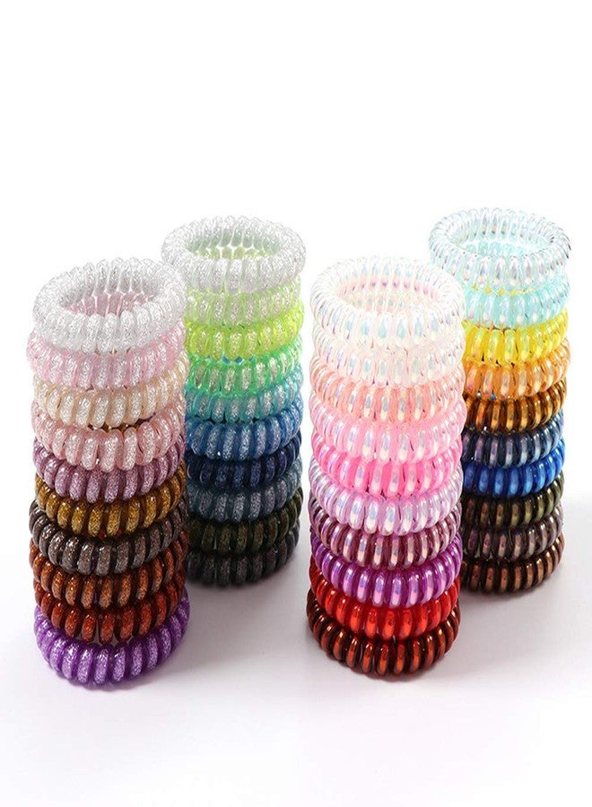 canjoyn 40 PCS Multicolored Spiral Hair Ties No Crease Elastic Coil Ponytail Holder - Image 2