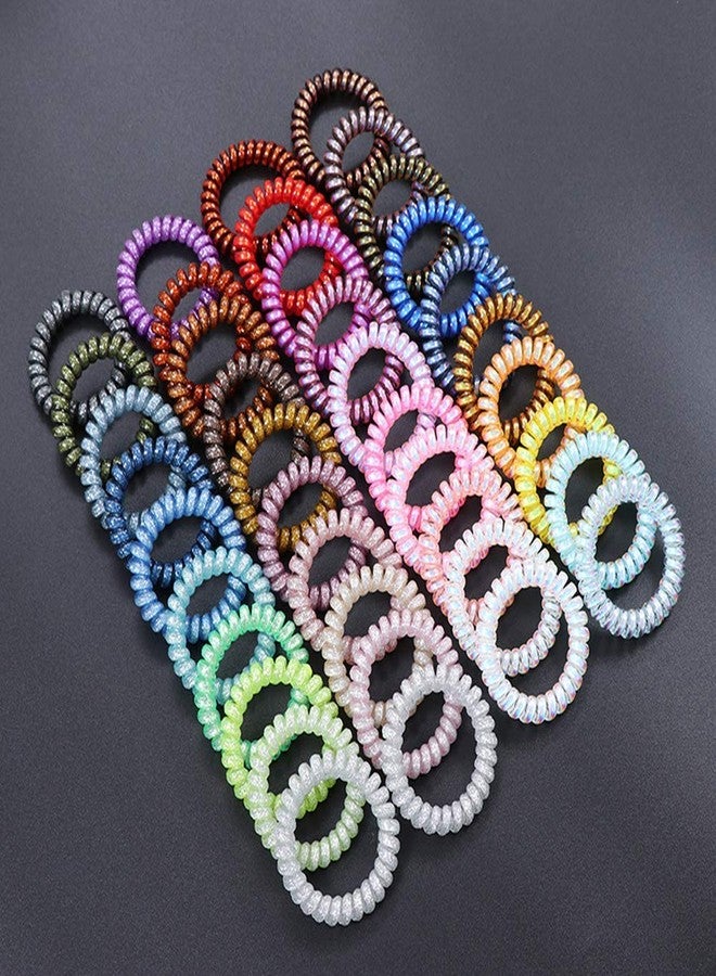 canjoyn 40 PCS Multicolored Spiral Hair Ties No Crease Elastic Coil Ponytail Holder - Image 3