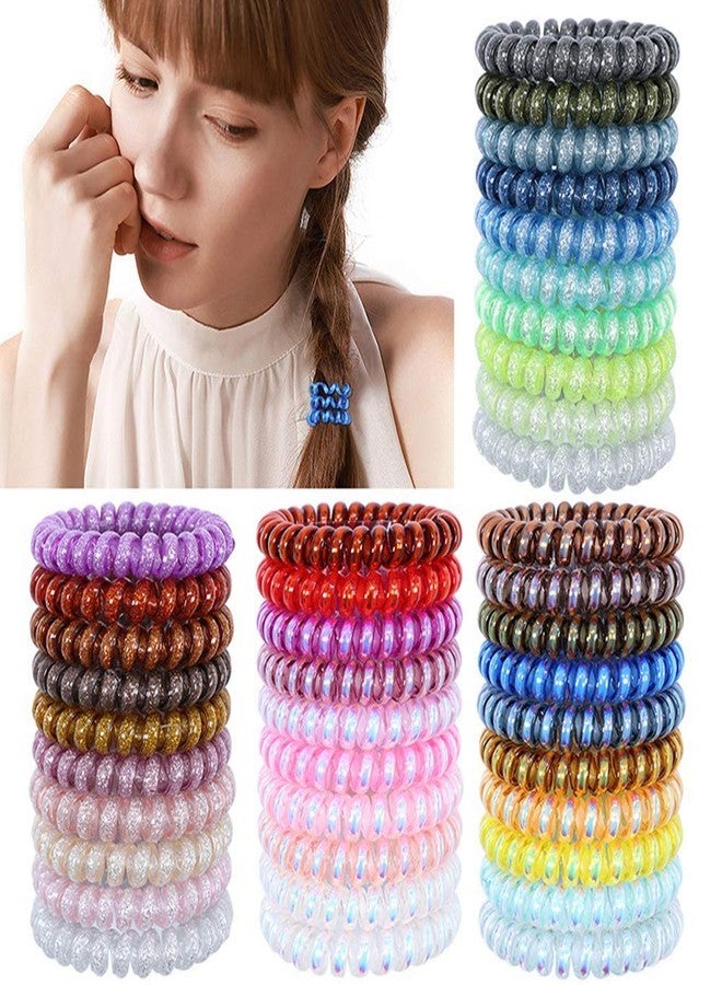 canjoyn 40 PCS Multicolored Spiral Hair Ties No Crease Elastic Coil Ponytail Holder - Image 1