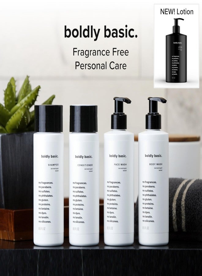Boldly Basic Fragrance Free Lotion - Moisturizer for Dry and Sensitive Skin - Non Greasy - Unscented - Dermatologist Tested - No Sulfates, Parabens or Gluten - Hypoallergenic & Moisturizing (16 oz) - Image 5