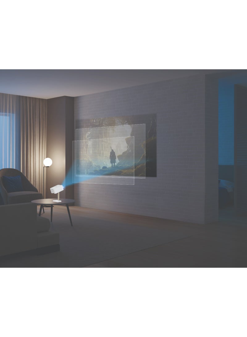 جرين ليون جهاز عرض سمارت جالاكسي مع نظام التشغيل Android 13 / فك تشفير 4K و Full HD / حجم شاشة قابل للتعديل / تركيز ليزر تلقائي / تصحيح تلقائي للمفتاح / بث الشاشة وعكس الشاشة / جودة صوت HiFi - أبيض - Image 3