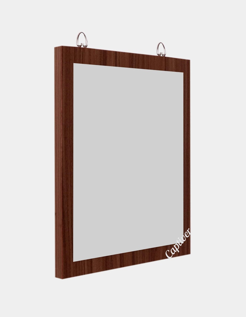 Captiver Wooden Frameless Decorative Wall Hanging Mirror (11X12.9 Inch, Walnut) / Wash Basin Decorative Plastic Washbasin Glass Cabinet Bathroom High Definition - Image 2