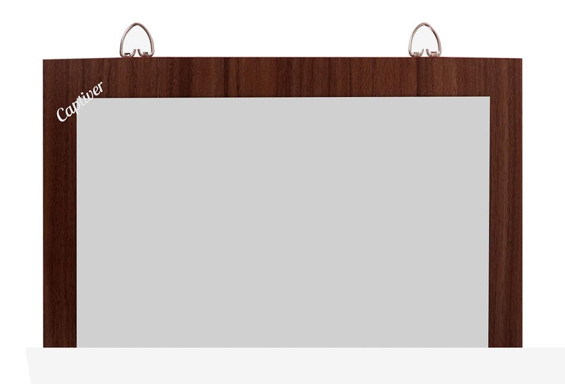 Captiver Wooden Frameless Decorative Wall Hanging Mirror (11X12.9 Inch, Walnut) / Wash Basin Decorative Plastic Washbasin Glass Cabinet Bathroom High Definition - Image 4