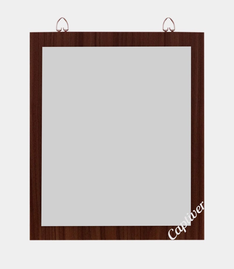 Captiver Wooden Frameless Decorative Wall Hanging Mirror (11X12.9 Inch, Walnut) / Wash Basin Decorative Plastic Washbasin Glass Cabinet Bathroom High Definition - Image 1