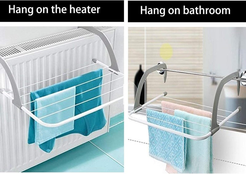 istore Adjustable Clothes Drying Rack Shelf Balcony Window Laundry Hanger Clothing, Socks and Plant Storage Holder Outdoor/Indoor Clothes-Towel Drying Rack Hanging on The Door Bathroom Windowsill - Image 4