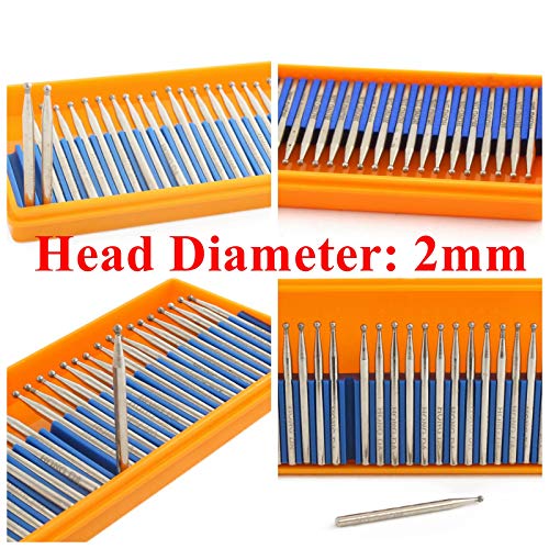 JINGLING Diamond Ball Burrs 2mm Round Grinding Bits Stone Shank 2.35 Pack of 30Pcs - Image 2