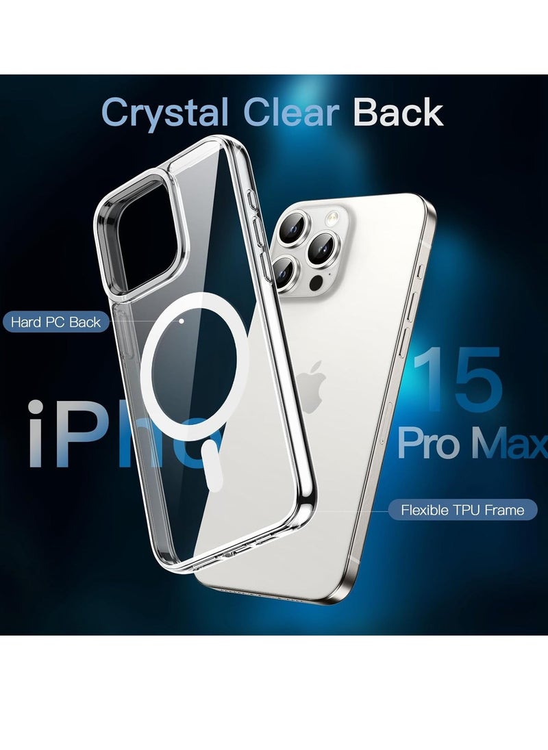 Raxoom Clear 3-in-1 Magnetic Case for iPhone 15 Pro Max – 6.7-Inch, with 2 Tempered Glass Screen Protectors, MagSafe-Compatible, Shockproof Bumper - Image 2
