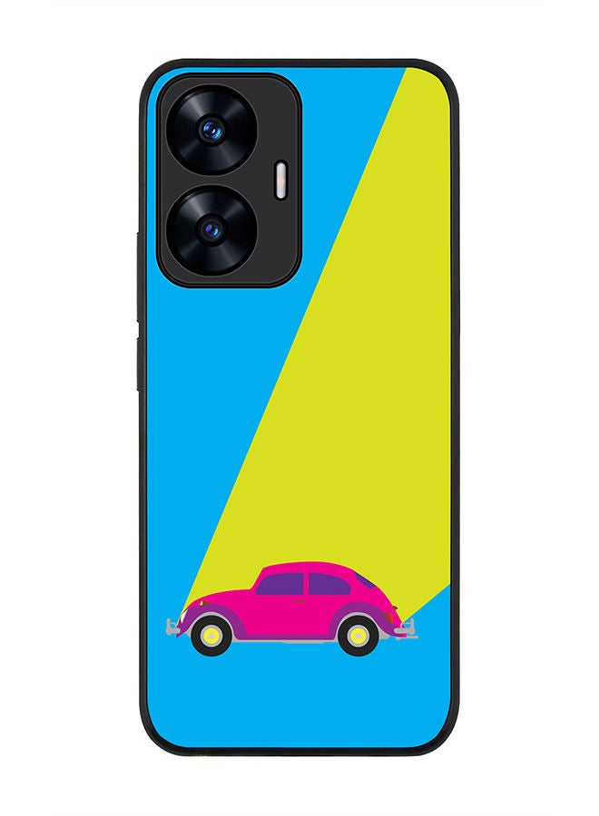 Stylizedd Rugged Black edge case for Realme C55 4G Slim fit Soft Case Flexible Rubber Edges Anti Drop TPU Gel Thin Cover -  Retro Bug Blue - Image 1