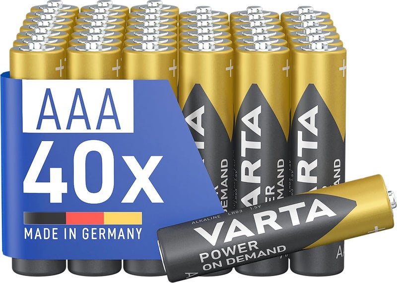 فارتا بطاريات Power on Demand AAA Micro (مناسبة لإكسسوارات الكمبيوتر وأجهزة المنزل الذكي أو المصابيح اليدوية) عبوة من 40 قطعة - Image 1