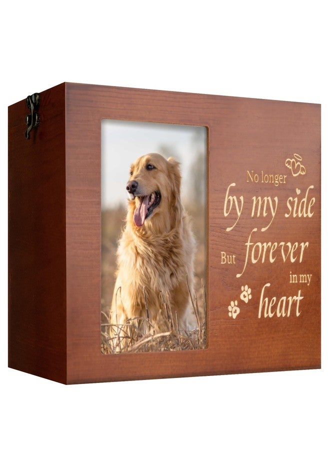 RINVEE Pet Urns for Dogs or Cats Ashes with Photo Frame, Wooden Memory Box for Keepsakes with Black Flannel as Lining, Pet Memorial Gifts for Dogs (Brown X-Large) - Image 1