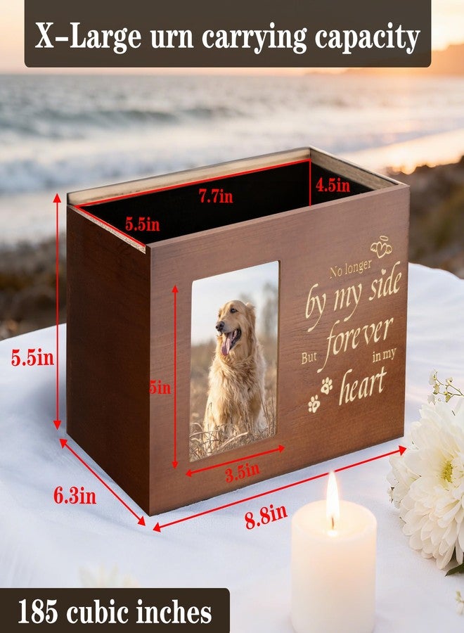 RINVEE Pet Urns for Dogs or Cats Ashes with Photo Frame, Wooden Memory Box for Keepsakes with Black Flannel as Lining, Pet Memorial Gifts for Dogs (Brown X-Large) - Image 2
