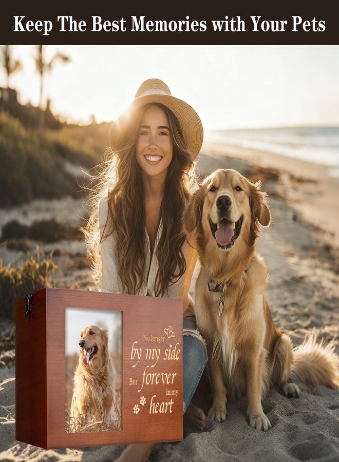 RINVEE Pet Urns for Dogs or Cats Ashes with Photo Frame, Wooden Memory Box for Keepsakes with Black Flannel as Lining, Pet Memorial Gifts for Dogs (Brown X-Large) - Image 5