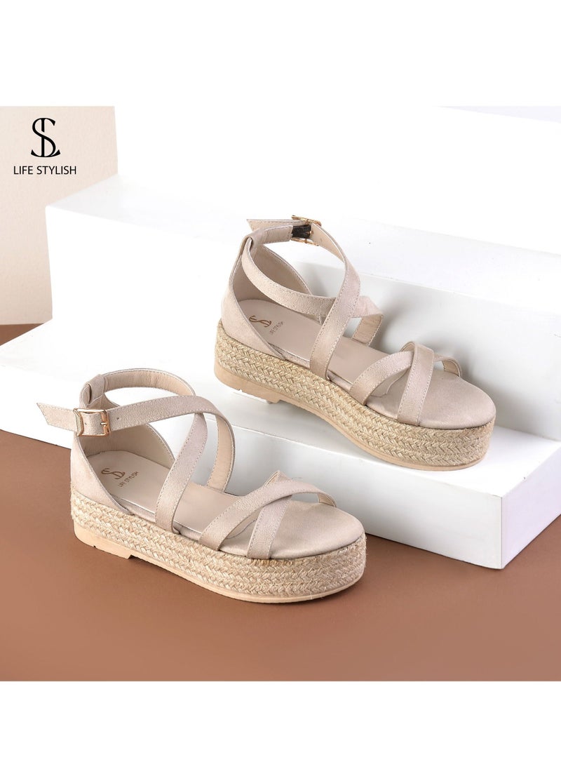 LIFESTYLISH K-1 Elegant Flat Sandal For Women - Beige - Image 2