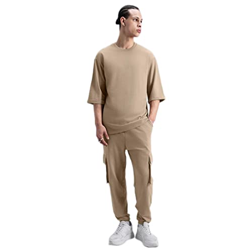 Bewakoof Air 1.0 Men's Solid Oversized Mid Rise Joggers_552891_Brown_M - Image 1