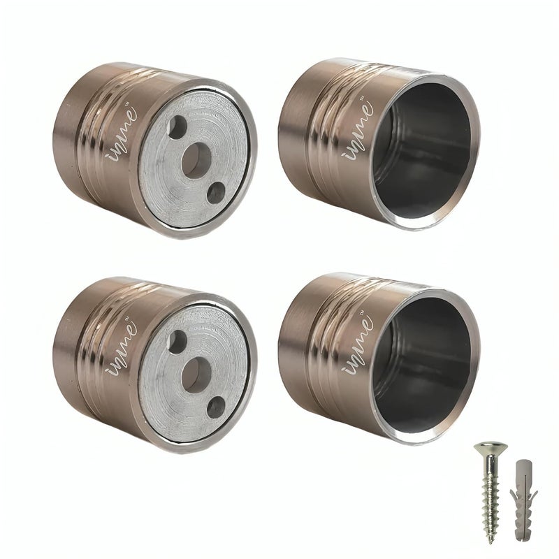 Inme HeavyDuty Stainless Steel Concealed Curtain and Wardrobe Rod HolderBracket Wall to Wall Bracket 1 inch Glossy Silver with Screws Wall Plugs Included Pack of 4 - Image 1