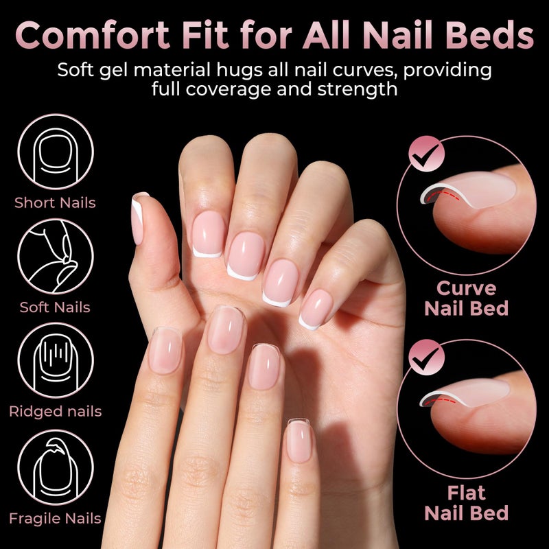 Luckyfairy Extra Short Square Fake Nails, Soft Gel Pre-Shaped Acrylic XS Short Square Nail Tips, Half Matte Full Cover Clear Press on Flase Nail Tips for Nail Extension Home DIY 240pcs/12 Sizes - Image 4