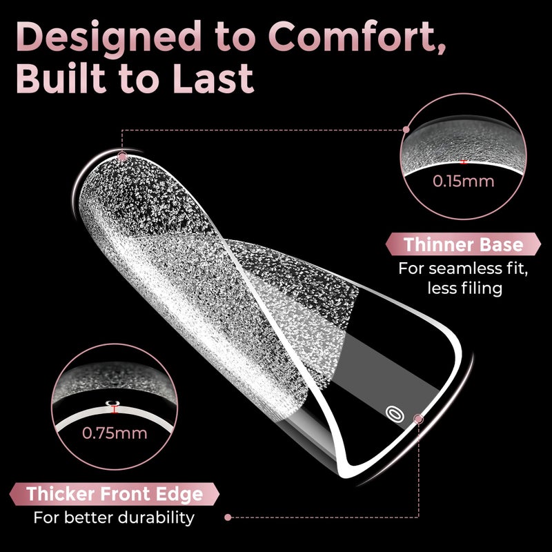 Luckyfairy Extra Short Square Fake Nails, Soft Gel Pre-Shaped Acrylic XS Short Square Nail Tips, Half Matte Full Cover Clear Press on Flase Nail Tips for Nail Extension Home DIY 240pcs/12 Sizes - Image 5
