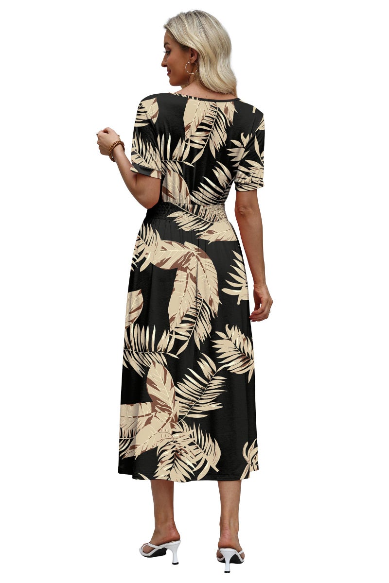 OFEEFAN Boho Maxi Dresses for Women Summer Ladies Midi Sundresses Long Casual Dress Spring Beach Vacation Outfits Fashion Clothing 2026 Trendy Resort Wear A Line Flowy Hawaiian 01 L - Image 5