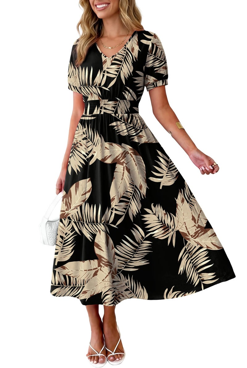 OFEEFAN Boho Maxi Dresses for Women Summer Ladies Midi Sundresses Long Casual Dress Spring Beach Vacation Outfits Fashion Clothing 2026 Trendy Resort Wear A Line Flowy Hawaiian 01 L - Image 2