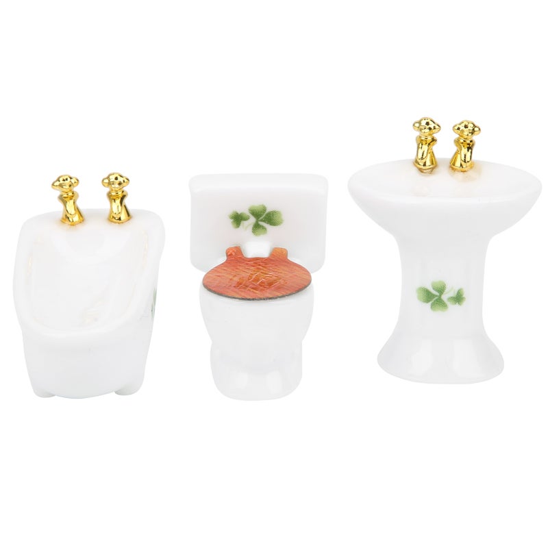 1/24 Miniature Bathroom Set: High-Quality Ceramic, Exquisite Durable Design - Dollhouse Bathroom Accessories for 1/24 Scale Dollhouse & Miniature Doll Collection - Image 1
