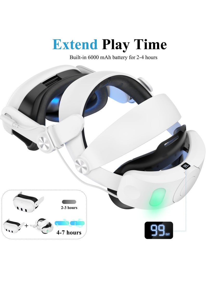 Adjustable Elite Strap with 6000mAh Battery for Oculus Quest 3, Provides Up to 8 Hours of Extended Playtime, Fast Charging VR Power for Enhanced Support and Balance. - Image 2