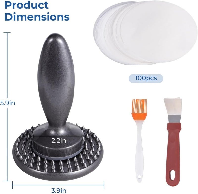 Heavy-Duty Burger Press Patty Maker, Non-Stick with Spatula, Brush, Patty Paper, Dishwasher Safe - Image 3